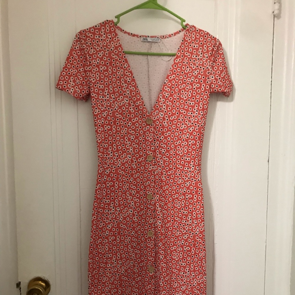 ZARA orange floral dress